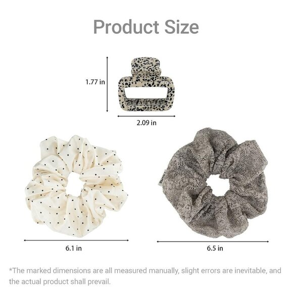 Hair Set Brown White Polka Dot Scrunchies Claw Clip for All Hair Types main image 6